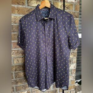 Ted Baker London Toucan Bird Print Shirt Slim Navy Size- 3 / M